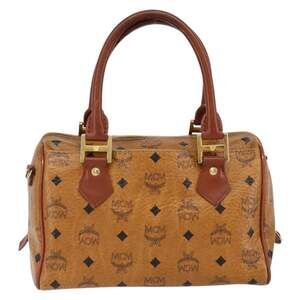 MCM Logogram Visetos Boston Bag Brown